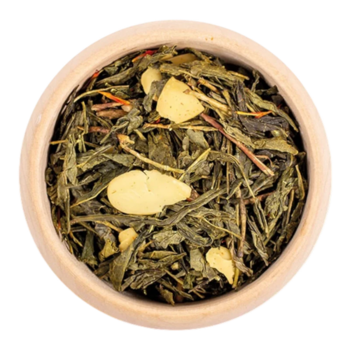 SenchaAmandelHoning_thee_DePelikaan Sencha Amandel-Honing