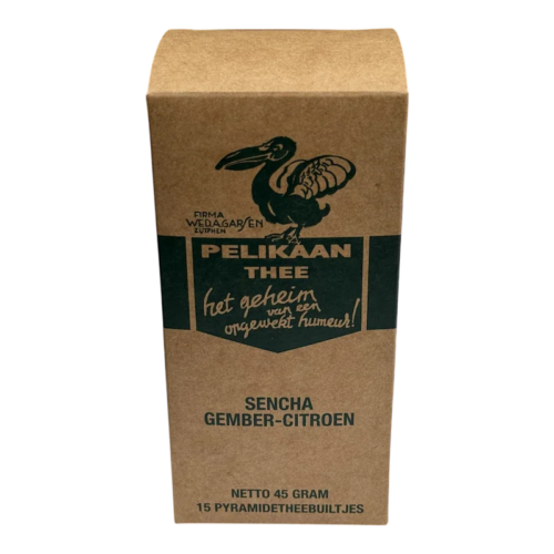 SenchaGemberCitroen_theebuiltjes_DePelikaan Sencha Gember-Citroen | Theezakjes